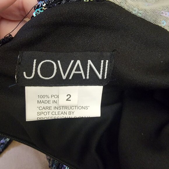 Jovani Cocktail Dress Plunging V-Neck with Open back Sequins Knee-length NWT - Picture 4 of 6